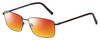 Profile View of Enhance EN4161 Designer Polarized Sunglasses with Custom Cut Red Mirror Lenses in Brown Mens Rectangle Full Rim Metal 60 mm