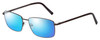 Profile View of Enhance EN4161 Designer Polarized Sunglasses with Custom Cut Blue Mirror Lenses in Brown Mens Rectangle Full Rim Metal 60 mm