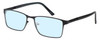 Profile View of Enhance EN4172 Designer Progressive Lens Blue Light Blocking Eyeglasses in Matte Black Mens Rectangle Full Rim Metal 59 mm