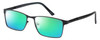 Profile View of Enhance EN4172 Designer Polarized Reading Sunglasses with Custom Cut Powered Green Mirror Lenses in Matte Black Mens Rectangle Full Rim Metal 59 mm