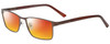 Profile View of Enhance EN4172 Designer Polarized Sunglasses with Custom Cut Red Mirror Lenses in Matte Brown Mens Rectangle Full Rim Metal 59 mm