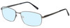 Profile View of Enhance EN4182 Designer Blue Light Blocking Eyeglasses in Satin Gunmetal Black Mens Rectangle Full Rim Metal 60 mm