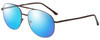 Profile View of Jubilee J5801 Designer Polarized Sunglasses with Custom Cut Blue Mirror Lenses in Brown Mens Aviator Full Rim Metal 62 mm