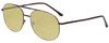Profile View of Jubilee J5801 Designer Polarized Reading Sunglasses with Custom Cut Powered Sun Flower Yellow Lenses in Brown Mens Aviator Full Rim Metal 62 mm