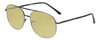 Profile View of Jubilee J5801 Designer Polarized Reading Sunglasses with Custom Cut Powered Sun Flower Yellow Lenses in Gunmetal Black Mens Aviator Full Rim Metal 62 mm