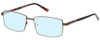 Profile View of Jubilee J5914 Designer Blue Light Blocking Eyeglasses in Matte Brown Mens Rectangle Full Rim Metal 60 mm