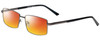 Profile View of Jubilee J5914 Designer Polarized Sunglasses with Custom Cut Red Mirror Lenses in Matte Gunmetal Silver Mens Rectangle Full Rim Metal 60 mm