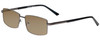 Profile View of Jubilee J5914 Designer Polarized Sunglasses with Custom Cut Amber Brown Lenses in Matte Gunmetal Silver Mens Rectangle Full Rim Metal 60 mm