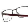 Close Up View of OGA 10038O-GR11 Designer Progressive Lens Prescription Rx Eyeglasses in Gun Metal Silver Burgundy Red Unisex Rectangle Full Rim Metal 56 mm