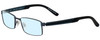 Profile View of OGA 2609S-GN010 Designer Progressive Lens Blue Light Blocking Eyeglasses in Gun Metal Silver Black Unisex Rectangle Full Rim Metal 55 mm