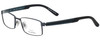 Profile View of OGA 2609S-GN010 Designer Progressive Lens Blue Light Blocking Eyeglasses in Gun Metal Silver Black Unisex Rectangle Full Rim Metal 55 mm