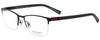 Profile View of OGA 10018O-NG03 Unisex Square Semi-Rimless Reading Glasses Satin Black Red 52 mm