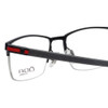 Close Up View of OGA 10018O-NG03 Unisex Square Semi-Rimless Reading Glasses Satin Black Red 52 mm