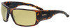 Profile View of Smith Optics Transfer XL Designer Polarized Reading Sunglasses with Custom Cut Powered Sun Flower Yellow Lenses in Matte Tortoise Brown Gold Unisex Sport Full Rim Acetate 67 mm
