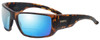 Profile View of Smith Optics Transfer XL Designer Polarized Reading Sunglasses with Custom Cut Powered Blue Mirror Lenses in Matte Tortoise Brown Gold Unisex Sport Full Rim Acetate 67 mm