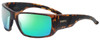 Profile View of Smith Optics Transfer XL Designer Polarized Reading Sunglasses with Custom Cut Powered Green Mirror Lenses in Matte Tortoise Brown Gold Unisex Sport Full Rim Acetate 67 mm