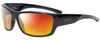Profile View of Smith Optics Forge Designer Polarized Sunglasses with Custom Cut Red Mirror Lenses in Gloss Black Unisex Sport Full Rim Acetate 63 mm
