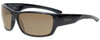 Profile View of Smith Optics Forge Designer Polarized Reading Sunglasses with Custom Cut Powered Amber Brown Lenses in Gloss Black Unisex Sport Full Rim Acetate 63 mm