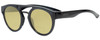 Profile View of Smith Optics Horizon Range Designer Polarized Reading Sunglasses with Custom Cut Powered Sun Flower Yellow Lenses in Gloss Black Unisex Round Full Rim Acetate 50 mm