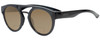Profile View of Smith Optics Horizon Range Designer Polarized Reading Sunglasses with Custom Cut Powered Amber Brown Lenses in Gloss Black Unisex Round Full Rim Acetate 50 mm