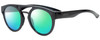 Profile View of Smith Optics Horizon Range Designer Polarized Reading Sunglasses with Custom Cut Powered Green Mirror Lenses in Gloss Black Unisex Round Full Rim Acetate 50 mm