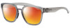 Profile View of Smith Optics Horizon Agency Designer Polarized Sunglasses with Custom Cut Red Mirror Lenses in Cloud Crystal Grey Unisex Retro Full Rim Acetate 53 mm