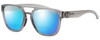 Profile View of Smith Optics Horizon Agency Designer Polarized Reading Sunglasses with Custom Cut Powered Blue Mirror Lenses in Cloud Crystal Grey Unisex Retro Full Rim Acetate 53 mm