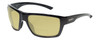 Profile View of Smith Optics Highwater Designer Polarized Reading Sunglasses with Custom Cut Powered Sun Flower Yellow Lenses in Gloss Black Ladies Oversized Full Rim Acetate 64 mm