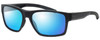 Profile View of Smith Optics Caravan MAG Designer Polarized Sunglasses with Custom Cut Blue Mirror Lenses in Matte Black Unisex Square Full Rim Acetate 59 mm
