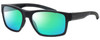 Profile View of Smith Optics Caravan MAG Designer Polarized Reading Sunglasses with Custom Cut Powered Green Mirror Lenses in Matte Black Unisex Square Full Rim Acetate 59 mm