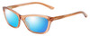 Profile View of Smith Optics Getaway Designer Polarized Sunglasses with Custom Cut Blue Mirror Lenses in Crystal Tobacco Brown Unisex Cateye Full Rim Acetate 56 mm