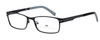 Profile View of Argyleculture Bix Designer Reading Eye Glasses with Custom Cut Powered Lenses in Black Silver Grey Stripe Unisex Rectangle Full Rim Metal 55 mm
