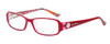 Profile View of Vera Bradley Madeline Women Rectangle Designer Reading Glasses Red Pink Swirl 50mm