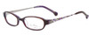 Profile View of Vera Bradley KIDS Melissa Designer Reading Eye Glasses with Custom Cut Powered Lenses in Purple Brown Plum Petals Ladies Oval Full Rim Acetate 46 mm