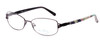 Profile View of Vera Bradley Gail Designer Blue Light Blocking Eyeglasses in Purple Pink Blue Flower Heather Ladies Rectangle Full Rim Metal 55 mm