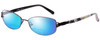 Profile View of Vera Bradley Gail Designer Polarized Reading Sunglasses with Custom Cut Powered Blue Mirror Lenses in Purple Pink Blue Flower Heather Ladies Rectangle Full Rim Metal 55 mm