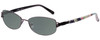 Profile View of Vera Bradley Gail Designer Polarized Reading Sunglasses with Custom Cut Powered Smoke Grey Lenses in Purple Pink Blue Flower Heather Ladies Rectangle Full Rim Metal 55 mm