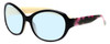 Profile View of Vera Bradley Anna Designer Blue Light Blocking Eyeglasses in Black Olivia Pink Ladies Oversized Full Rim Acetate 56 mm
