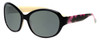 Profile View of Vera Bradley Anna Designer Polarized Sunglasses with Custom Cut Smoke Grey Lenses in Black Olivia Pink Ladies Oversized Full Rim Acetate 56 mm