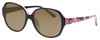 Profile View of Vera Bradley Lillian Designer Polarized Sunglasses with Custom Cut Amber Brown Lenses in Black Priscilla Pink Ladies Oversized Full Rim Acetate 57 mm