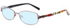 Profile View of Vera Bradley Gail Designer Blue Light Blocking Eyeglasses in Brown Bittersweet Ladies Rectangle Full Rim Metal 57 mm