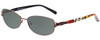 Profile View of Vera Bradley Gail Designer Polarized Sunglasses with Custom Cut Smoke Grey Lenses in Brown Bittersweet Ladies Rectangle Full Rim Metal 57 mm