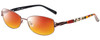 Profile View of Vera Bradley Gail Designer Polarized Sunglasses with Custom Cut Red Mirror Lenses in Brown Bittersweet Ladies Rectangle Full Rim Metal 57 mm