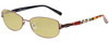 Profile View of Vera Bradley Gail Designer Polarized Reading Sunglasses with Custom Cut Powered Sun Flower Yellow Lenses in Brown Bittersweet Ladies Rectangle Full Rim Metal 57 mm