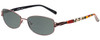 Profile View of Vera Bradley Gail Designer Polarized Reading Sunglasses with Custom Cut Powered Smoke Grey Lenses in Brown Bittersweet Ladies Rectangle Full Rim Metal 57 mm