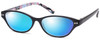 Profile View of Vera Bradley Adalynn Designer Polarized Sunglasses with Custom Cut Blue Mirror Lenses in Black Pink Blue Alpine Floral Ladies Cateye Full Rim Acetate 49 mm