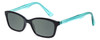Profile View of Vera Bradley Meryl Designer Polarized Sunglasses with Custom Cut Smoke Grey Lenses in Black Crystal Blue Camo Floral Ladies Rectangle Full Rim Acetate 47 mm