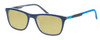 Profile View of Ducks Unlimited Labrador Designer Polarized Reading Sunglasses with Custom Cut Powered Sun Flower Yellow Lenses in Navy Blue Mens Rectangle Full Rim Acetate 54 mm