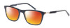 Profile View of Ducks Unlimited Labrador Designer Polarized Sunglasses with Custom Cut Red Mirror Lenses in Black Mens Rectangle Full Rim Acetate 54 mm
