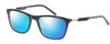 Profile View of Ducks Unlimited Labrador Designer Polarized Reading Sunglasses with Custom Cut Powered Blue Mirror Lenses in Black Mens Rectangle Full Rim Acetate 54 mm